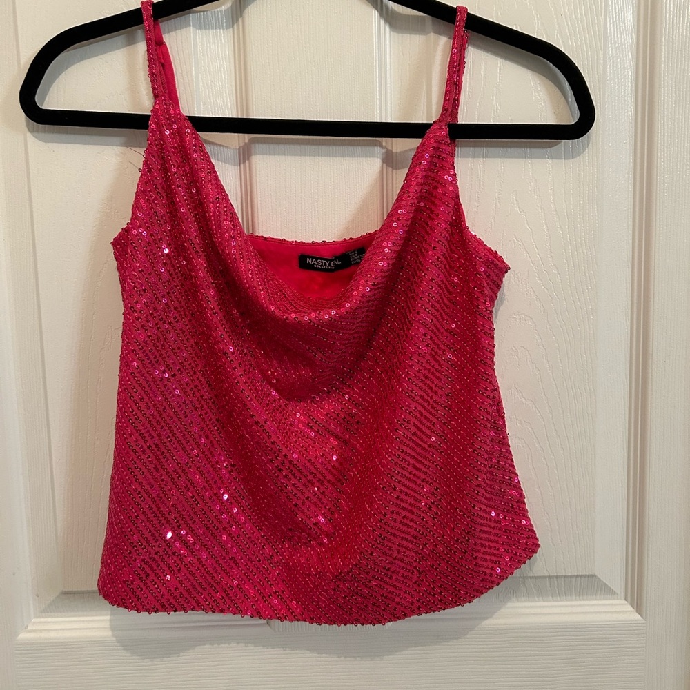 Nasty Gal Pink Sequin Top